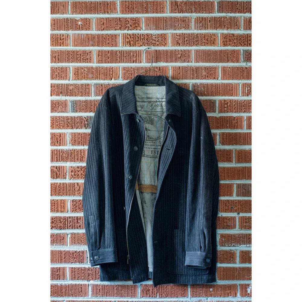 Tommy Bahama Mens XL Silk Blend Corduroy Jacket Brown Quilted Lining Full Zip XL
